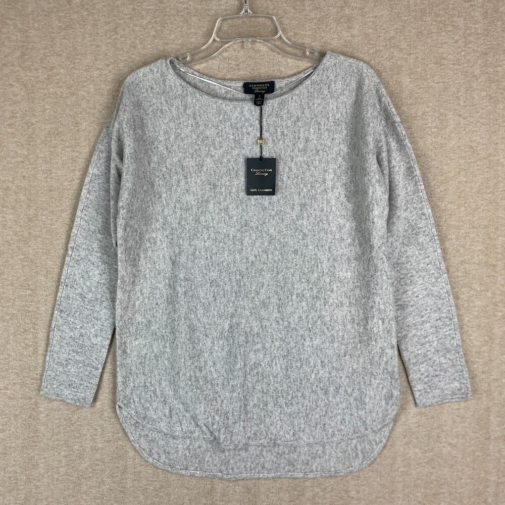 Charter Club Luxury 100% Cashmere Sweater Womens Small Gray Knit Pullover Cozy